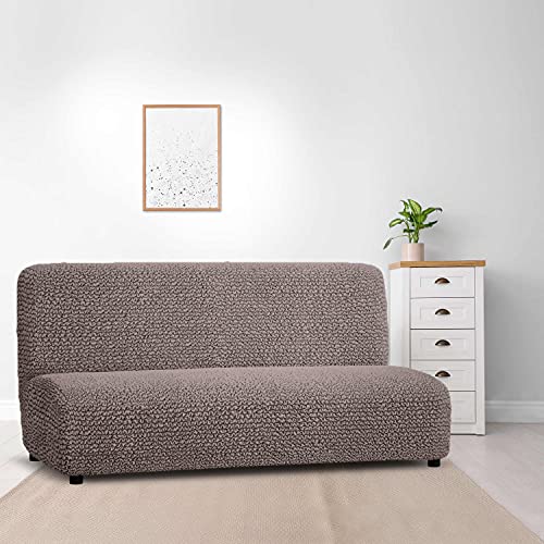 Futon Cover - Armless Couch Cover Italian Sofa Bed Slipcover Without Armrest - Soft Polyester Fabric Cover - 1-Piece Form Fit Stretch Futon Cover For Kid Pet - Microfibra Collection - Taupe #TOP6