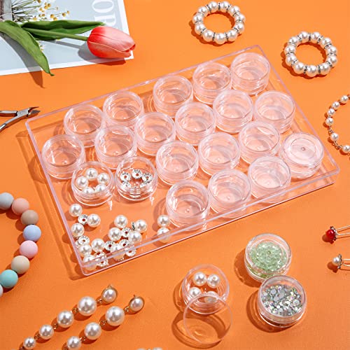 Image of Xinnun 4 Pcs Bead Organizer Transparent diamond art storage with Lid Plastic Embroidery Bead Storage Containers for DIY Crafts Jewelry Earring Sewing Pills Nail Small Items, Clear (24 Grids)