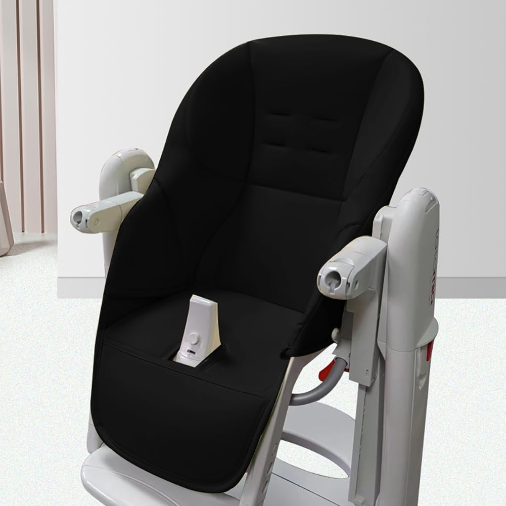 Surakey Baby High Chair Cover - PU Leather High Chair Seat Cushion for Baby Waterproof Dining Chair Padding High Chair Pad, Black