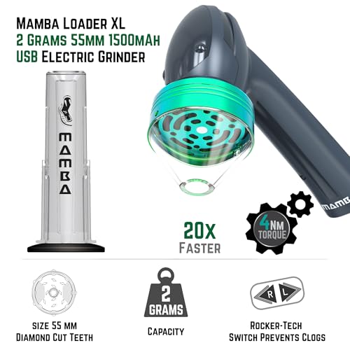 Image of Mamba XL Electric Spice Grinder, USB Rechargeable One-Hand Herb & Spice Mill with Aluminum Teeth, Portable Kitchen Grinder for Seasonings, Gray