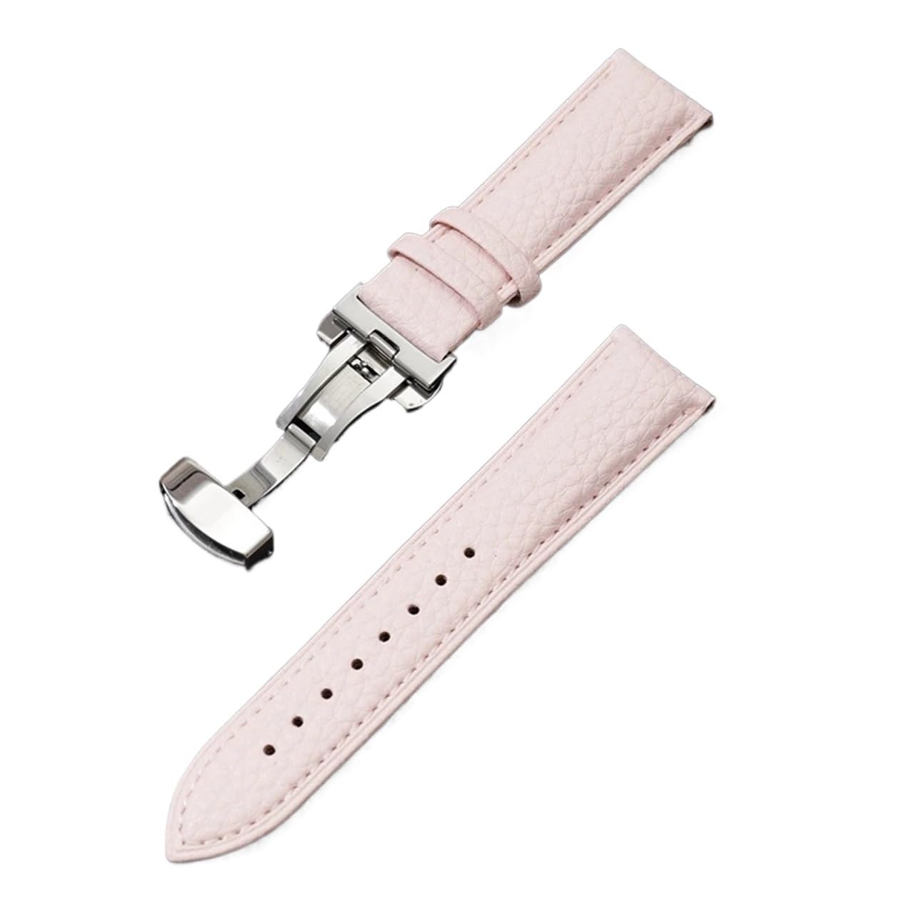 Run Ken Correas de reloj piel becerro con grano lichi, accesorios for relojes 18/20/22/24 mm, correa pulsera cuero genuino hebilla mariposa