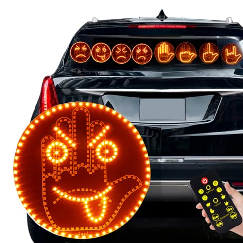 Luce del dito dell'auto e luce di espressione,Luce a dito per auto,luce di espressione a led per auto,Divertente Auto Luce Dito,Auto Luce con Gesto dito,2 in 1 luci gesto espressione dell'automobile