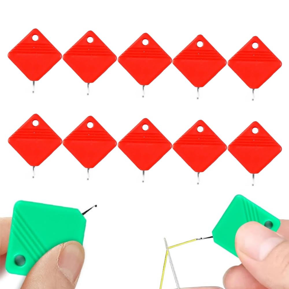 Automatic Needle Threaders for Hand Sewing, 2025 Upgrade Embroidery Floss, Sewing Machine Needle Threader, Sewing Supplies Tool, Fits All Needle Sizes (10, Red)