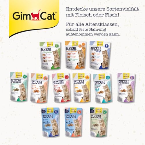 GimCat Nutri Pockets Insekt & Katzenminze - Knuspriger Katzensnack mit funktionalen Inhaltsstoffen - 1 Beutel (1 x 60 g)