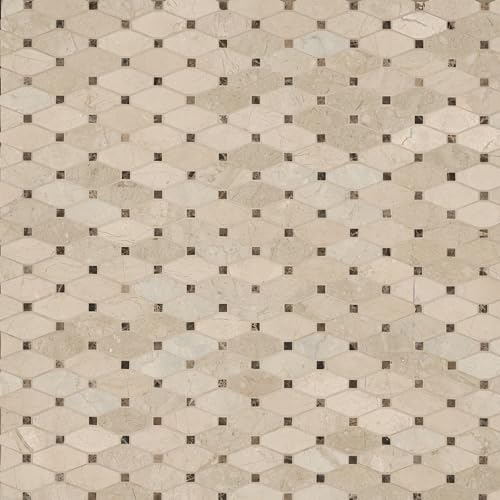 MSI Valencia Blend Elongated Octagon Polished Marble Tile for Kitchen Backsplash, Wall Tile for Bathroom, and Shower Wall Tile, 11.81 in. X 13.4 in. Mesh-Mounted Mosaic Tile, (11 sq. ft.)