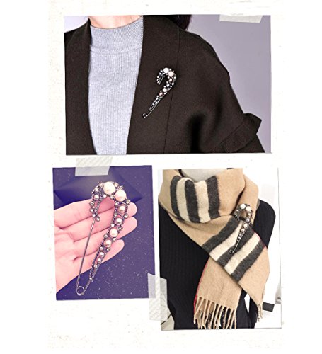 Yybonnie Crystal Pearl Safety Pin Brooch Cardigan Hat Scarf Vintage Pin Jewelry With Gift Box #TOP5