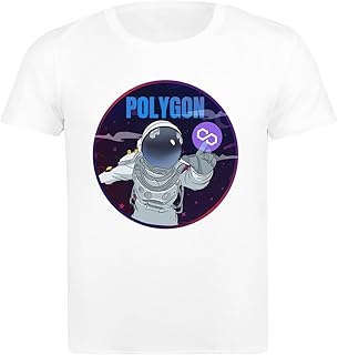 Wielokątny Astronauta Crypto Matic Biała Męska Koszulka Basic Z Bawełny Cotton Male T-Shirt White Men