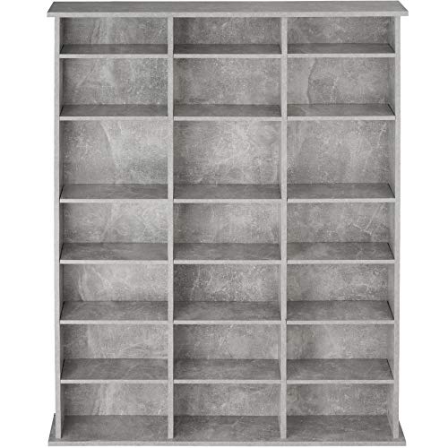 TecTake Bibliothèque Rangement CD/DVD/Manga - 18 Tablettes - Multiple Colors (Gris Béton) – Image 5