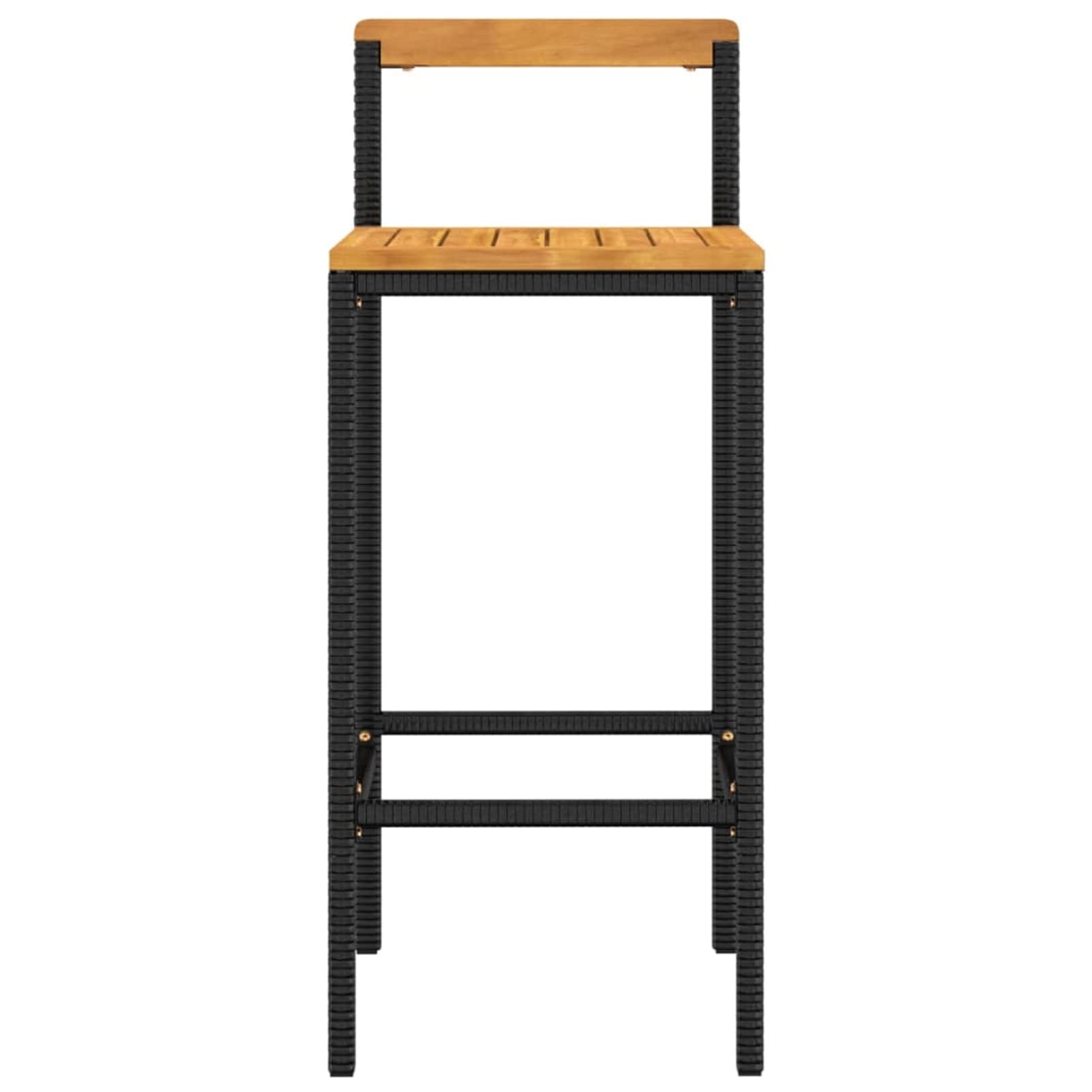 Homgoday Taburetes de bar, 4 unidades, color negro, poliratán y madera maciza de acacia, silla de oficina, silla de oficina, silla de escritorio para salón o dormitorio