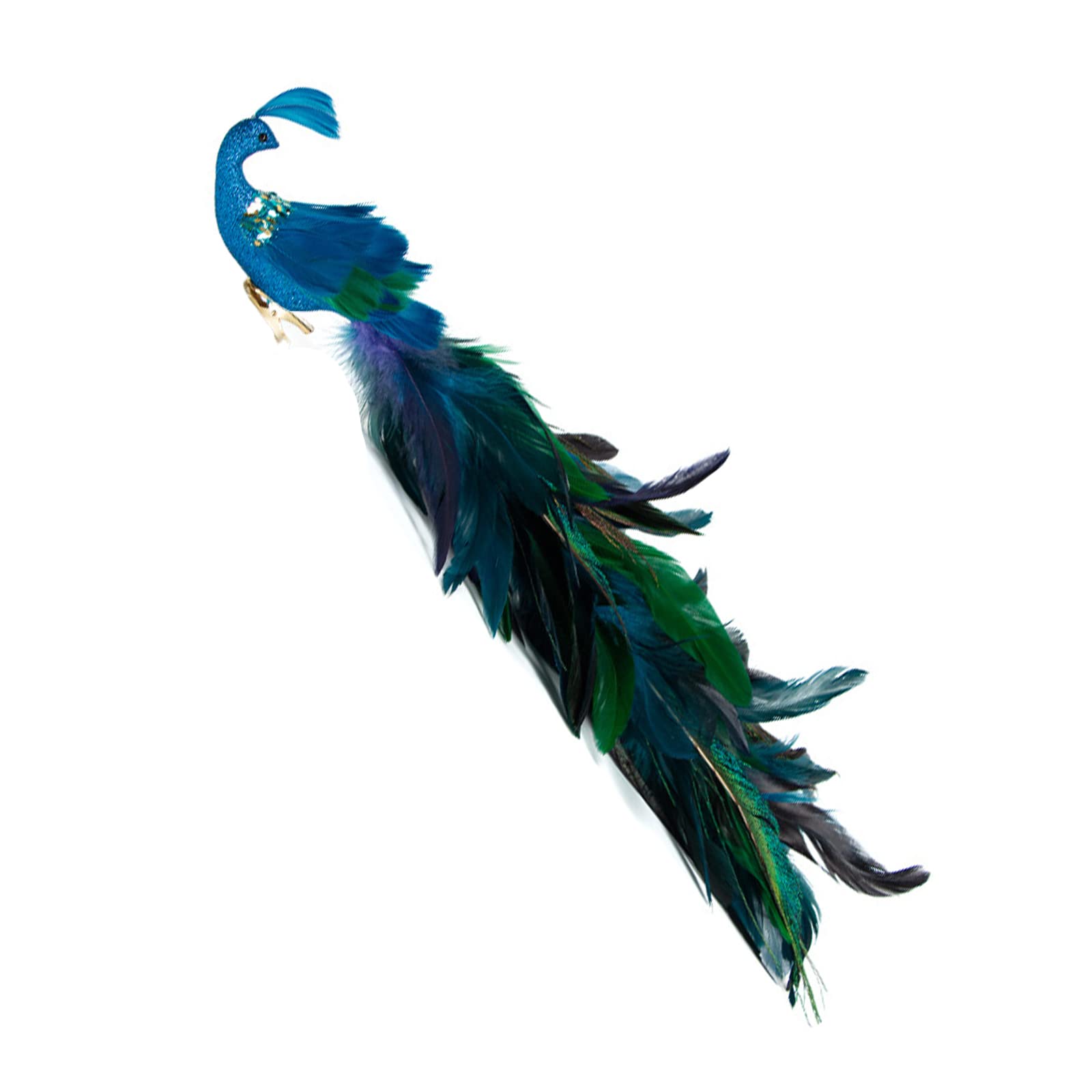 BestAlice 12 adornos de Navidad de pavo real blanco, 8.7 pulgadas de