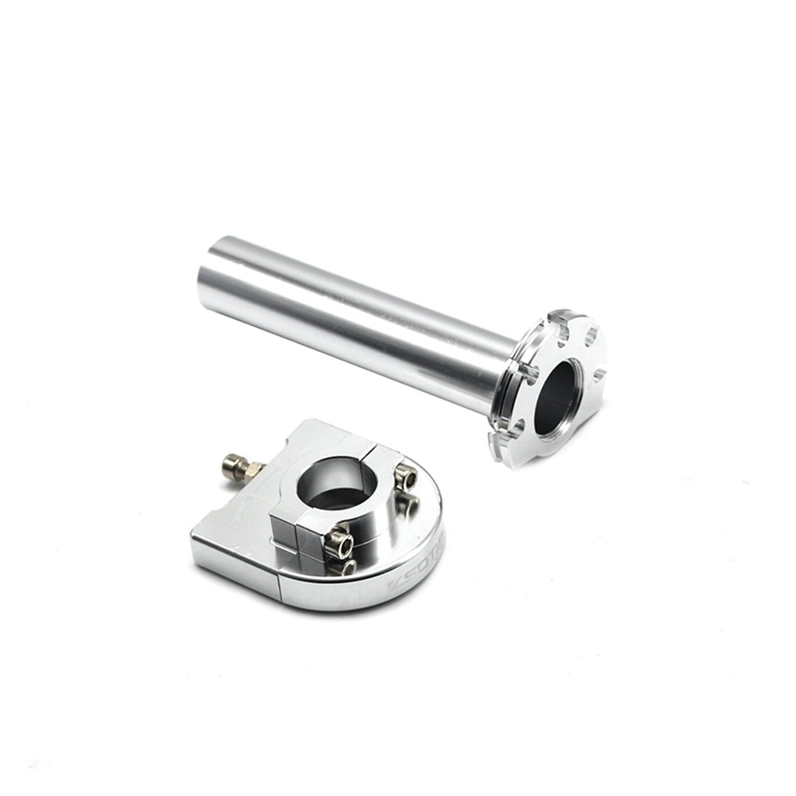 Troioium Silver 22Mm Cnc Aluminum Motorcycle Throttle Quick Twister Grips +2 Pcs Throttle Cable Accelerator Moped Scooter Racing(Silver)