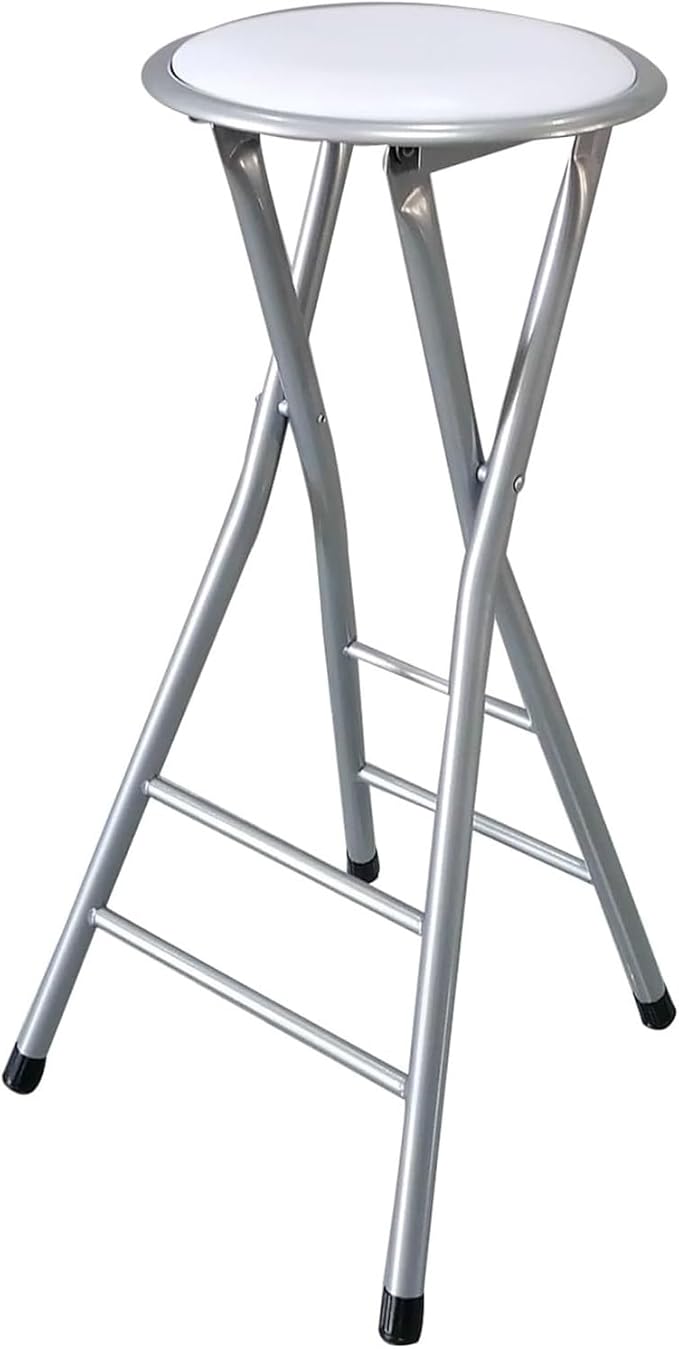 Folding Bar Stool with Backrest and Footrest, Portable High Chair for