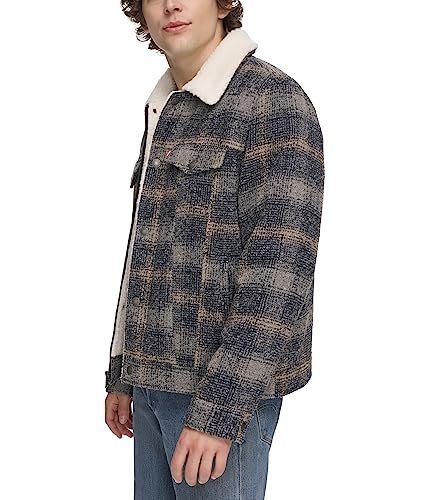 Image of Levi's Men's Levi's Men's Wool Blend Plaid Trucker With Sherpa Lining
