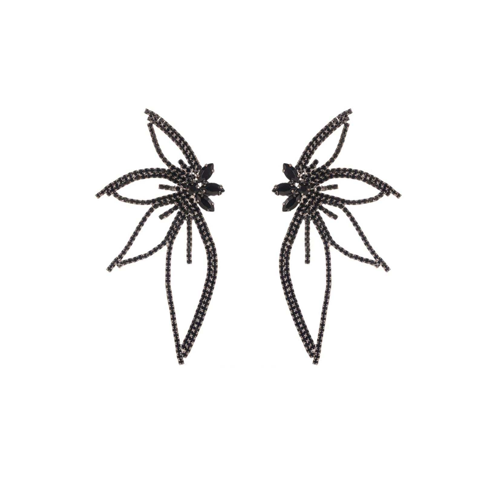 UareinHuge Butterfly Studs Earrings Boho Vintage Rhinestone Statement Earrings Angel Wings Crystal Earrings Shiny Leaf-shaped Flower Stud Earrings Wedding Jewelry Gifts for Women