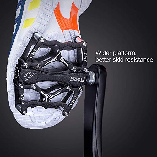 Meetlocks Bike Pedal,Ultral Strong Magnesium Alloy Body Cnc Machined 9/16" Screw Thread Spindle, Ultra Light Sealed Bearings, Bicycle Platform Pedals #TOP3