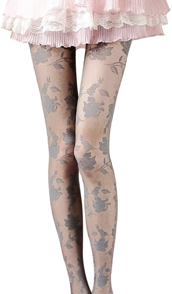 Netzstrumpfhosen Pointelle Streifen Geometrisches Blumenmuster