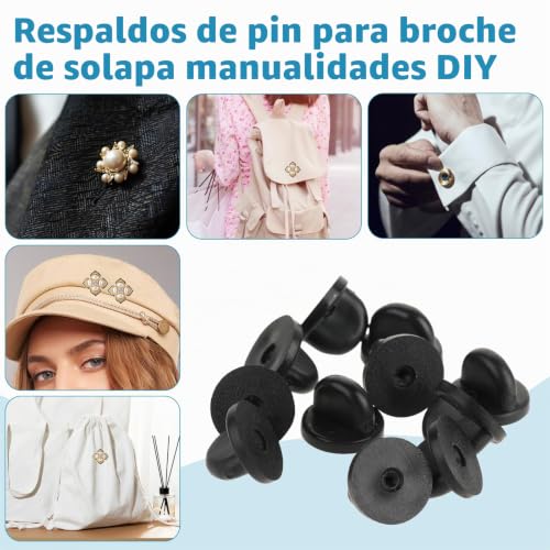 Miniatura 4 de 100 Piezas De Pin De Goma En La Parte Trasera, Cierre De Mariposa De Goma, Pin De Repuesto Para Alfileres De Solapa, Fabricación De Joyas, Sombreros, Insignias, Uniformes, Color Negro