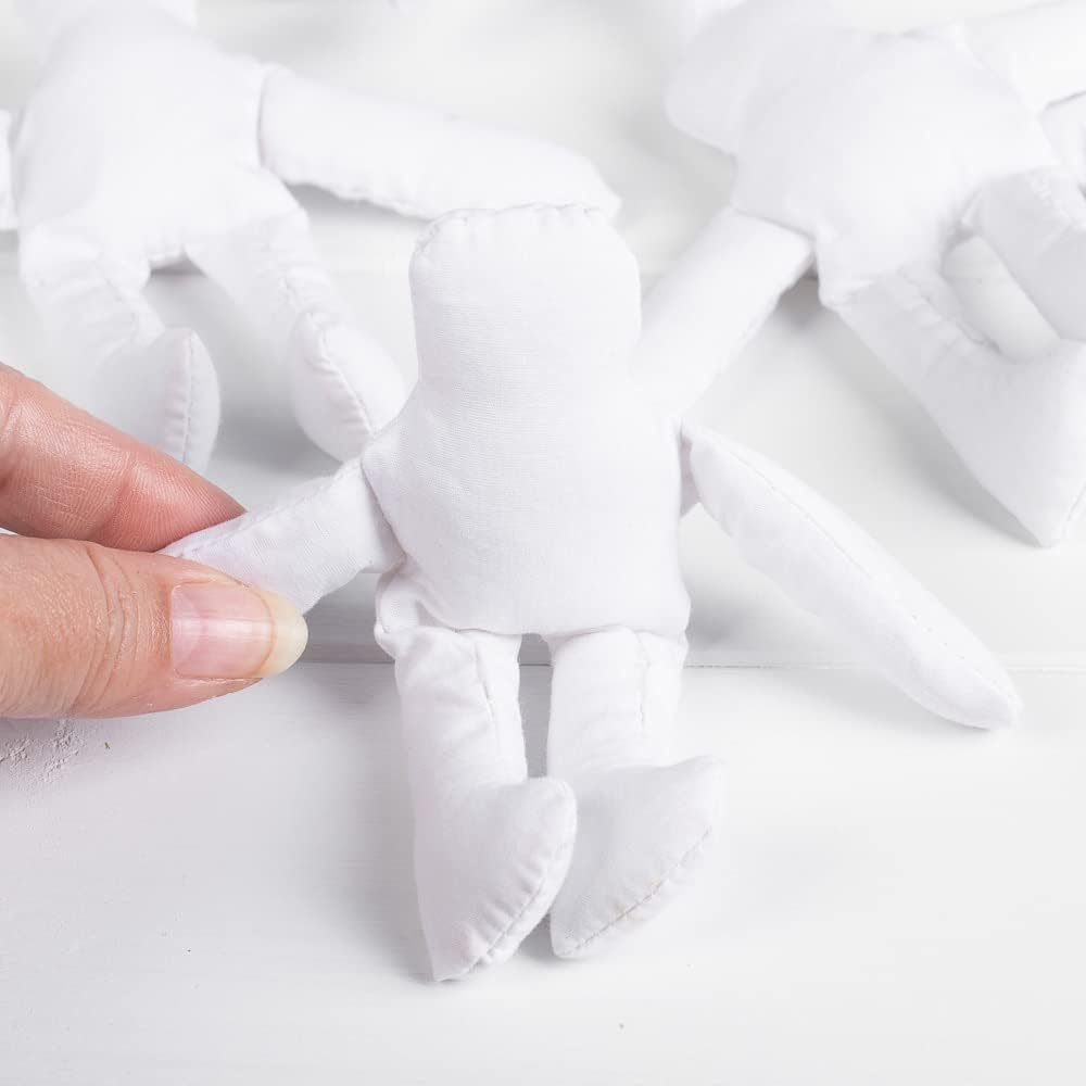 Factory Direct Craft Group of 6 Cloth Doll Body Blank Models - Pre-Stuffed Natural Muslin Doll Bodies for Making Therapy Reiki Energy Dolls, Angels, Scarecrows, and Primitive Dolls (5 Inches)
