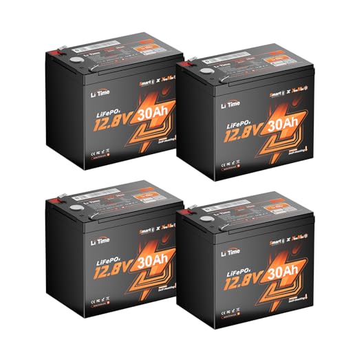 Image of Litime 12V 30Ah Ice Fishing & Portable Bluetooth LiFePO4 Battery, 12 Volt Mini Self-Heating Lithium Battery, 4000+ Deep Cycle, Built-in BMS, Low-Temp Protection for Fish Finder, Kayak, Camping 4Pack