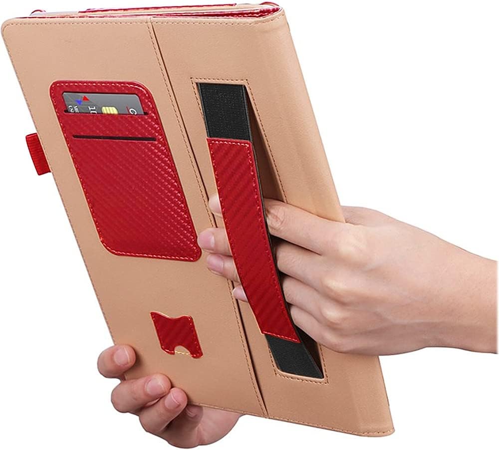SaharaCase Bi-Fold Folio Case for Microsoft Surface Go 4 and Surface Go 3 [Shockproof Bumper] Kickstand Rugged Protection Anti-Slip Grip (Red)