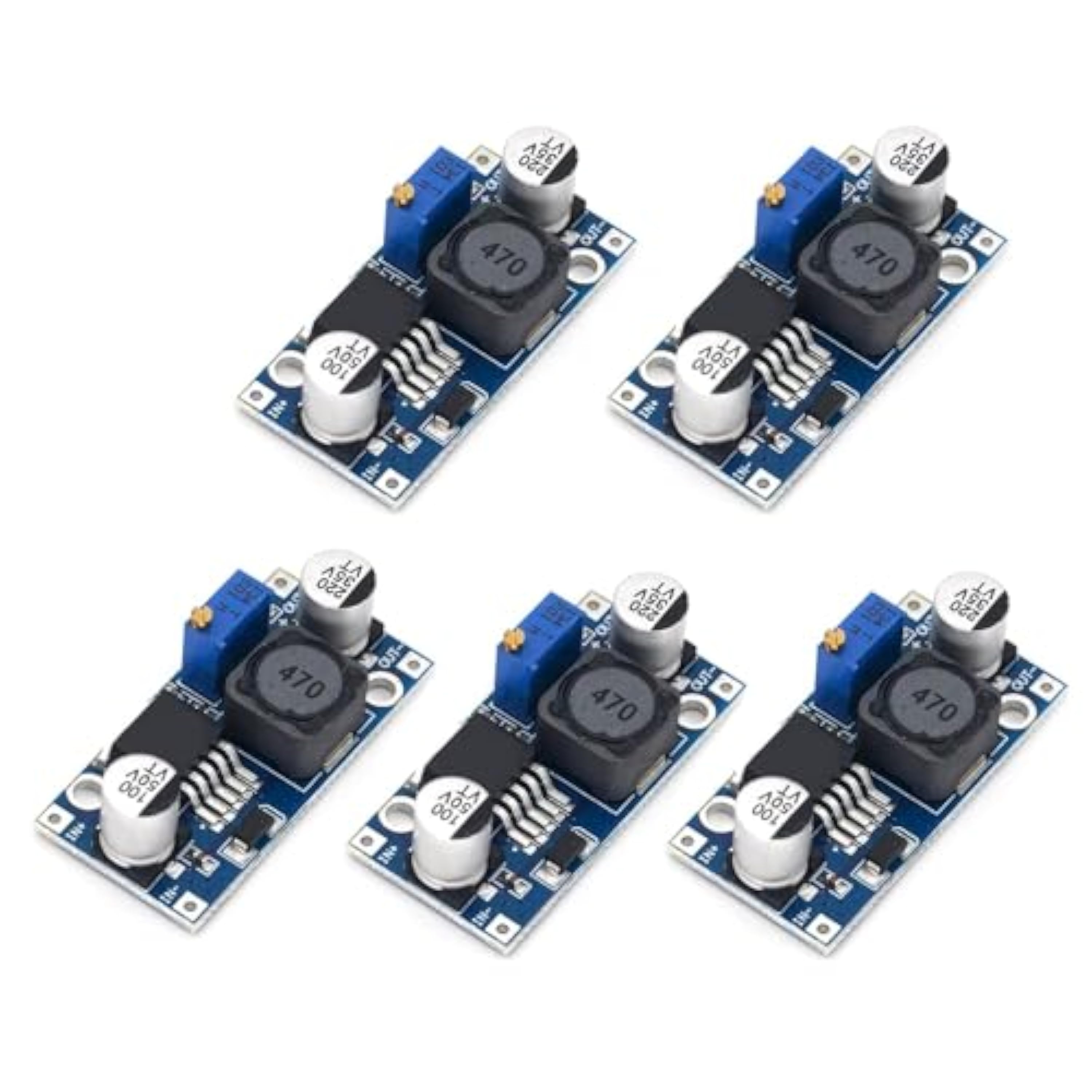 5 Piezas Buck Converter, Convertidor DC DC Step Down LM2596, Módulo Reductor de Voltaje Ajustable 3.2V-40V a 1.25V-35V, Regulador 3A Alta Eficiencia para Arduino Electrónica DIY Fuente de Alimentación
