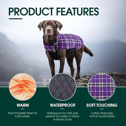 image for Kuoser Warm Dog Coat, Waterproof Dog Jacket for Extra Large Dogs, Adju