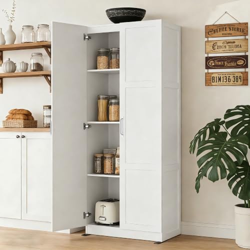 DUMOS Tall Storage Cabinet with Doors and Shelves, Kitchen Pantry Cabinet - Image 6