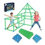 KANGABU Glow Fort Building Kit 120 Pieces STEM Learning Playhouse for Kids Outdoor Building Toys for 5 6 7 8 9 10 Year Old Boys Girls Glow in The Dark