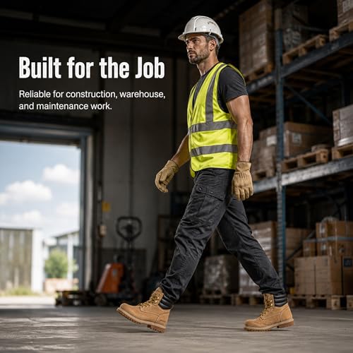 Image of Men's 6 inch Leather Steel Toe Work Boots, Slip & Oil Resistant