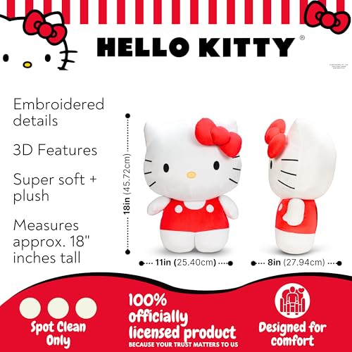 Image of Hello Kitty Red Plush Cuddle Pillow Buddy, Kids Bedding Super Soft Kawaii Pillow, (Officially Licensed Product) by Franco Collectibles