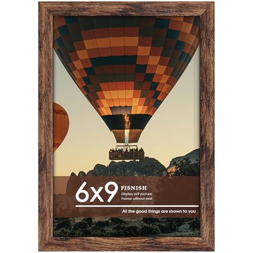Fisnish 6x9 Picture Frame for Tabletop Display Horizontal or Vertical Wall Mounting Brown