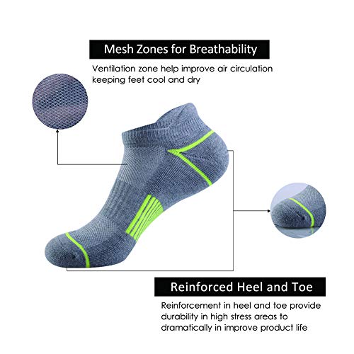 JOYNÉE Mens Athletic Low Cut Ankle Tab Socks 6 Pack Cushioned Breathable for Running3