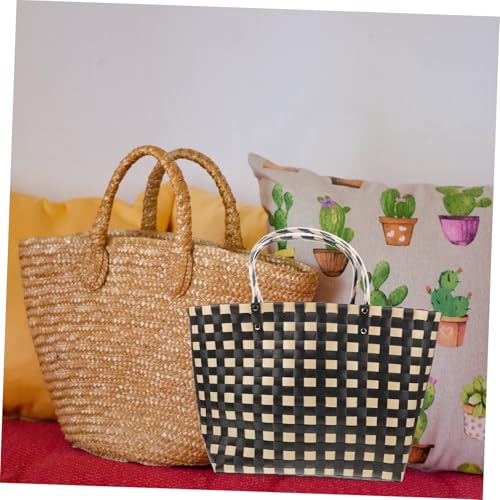 Panier marché poignée robuste et grand cabas femme tissé main haute capacité - 3