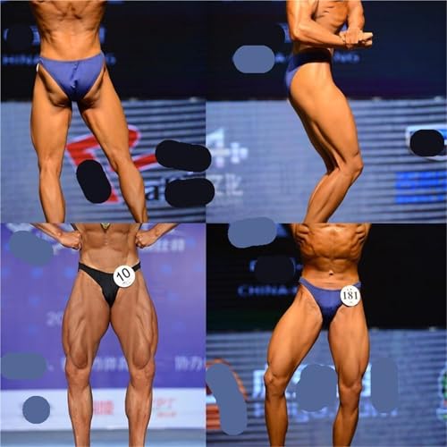 Men's Bodybuilding Posing Trunks 、Fitness Shorts(Black_M)3