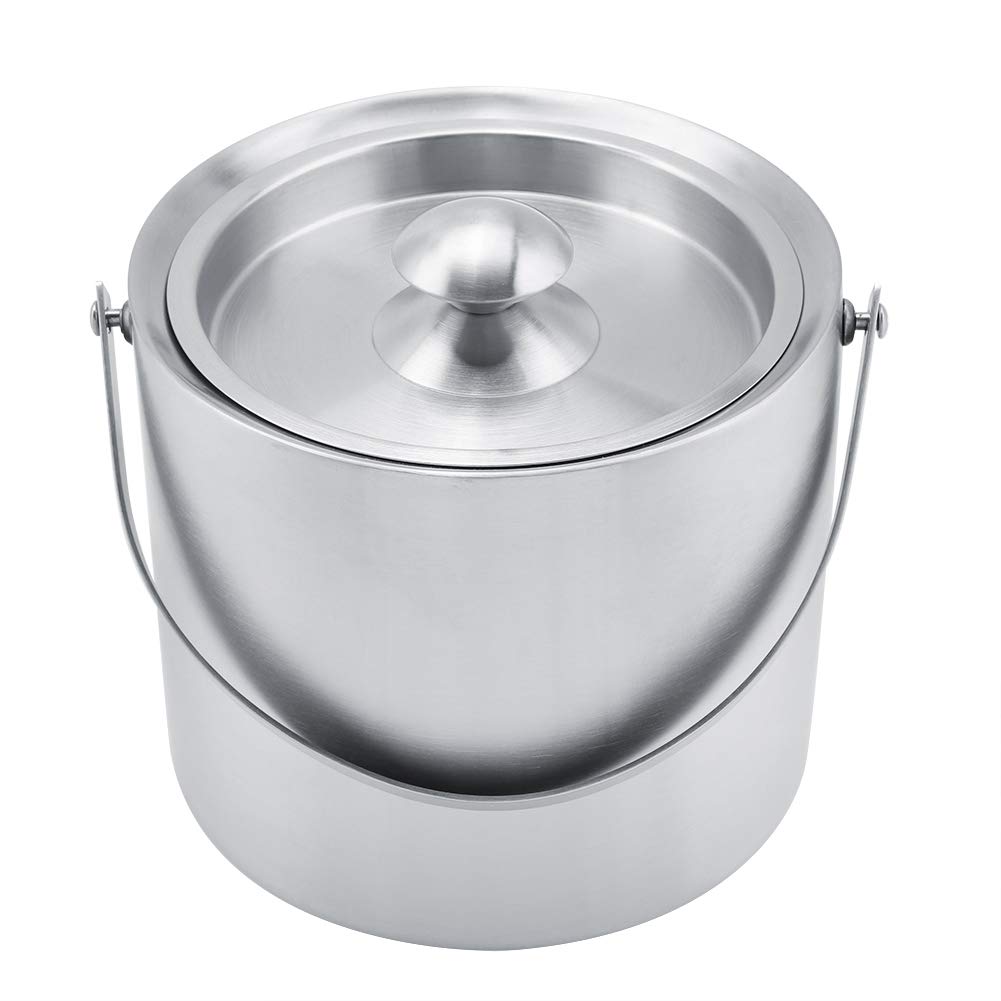 Secchiello Per Ghiaccio In Acciaio Inox 304 A Doppia Parete - 2L/3L Con Coperchio E Maniglia - Per Feste, Matrimoni, Picnic