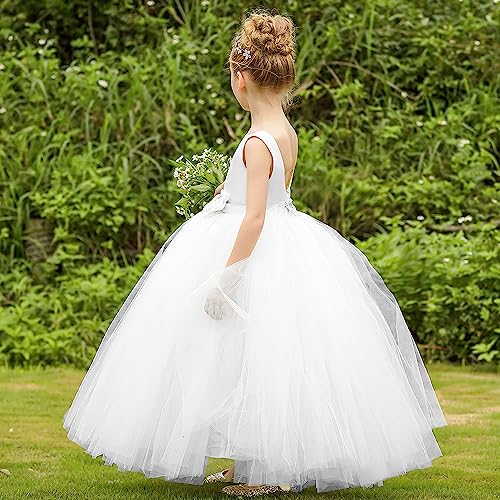 Flower Girl Dress Birthday Tutu Pageant Tulle Princess Ball Gowns Party Wedding Kids Satin Dresses3