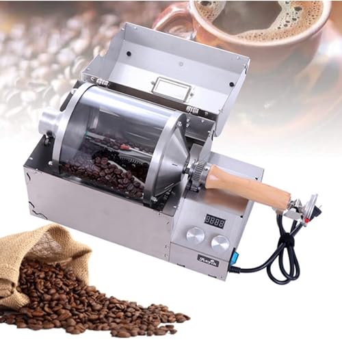 Tostatrice elettrica per caffè, tostatrice per chicchi di caffè per uso domestico, tostatrice per chicchi di caffè a tamburo in acciaio inossidabile, per tostare caffè, fagiolini e arachidi,Natural