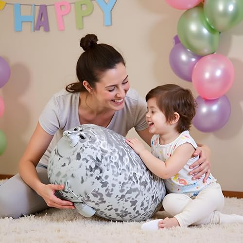 Image of Ryttir 24 Inch Fuzzy Large Seal Stuffed Animal,Soft Stuffed Seals Plush Toy Cuddly Bedroom, Funny Valentine Seal Gifts for Women Girls Boys