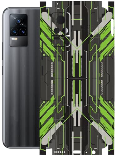 Image of AtOdds - Full Body Back Screen Guard Protector Film - Lamination Wrap Skin Sticker Compatible with VIVO Y73 | Scratchproof Matte Finish (Cyber Green)