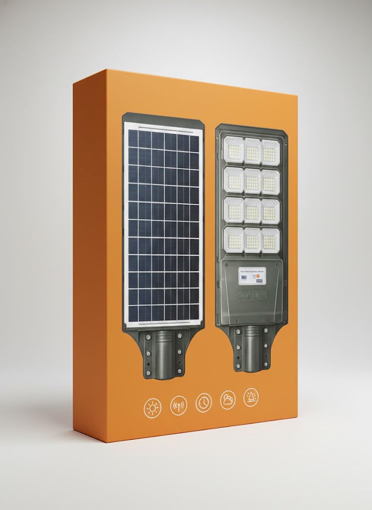 Generico Lampione Solare 800W con 360 LED, Sensore di Movimento Radar, IP67 Impermeabile, Telecomando, Timer Crepuscolare, Ricarica Solare Rapida per Giardino