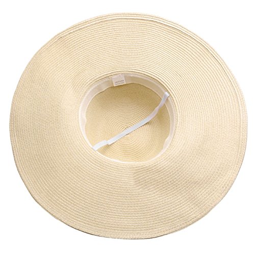 Ayliss Women Floppy Derby Hat Wide Large Brim Beach Straw Sun Cap (Style #1 Beige)