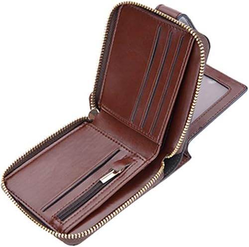 Miniatura 4 de SUMGOGO Bifold Wallet para hombre con cremallera pequeño billeteras cortas con bloqueo de RFID tarjetero para monedas monedero bolsillo de cuero