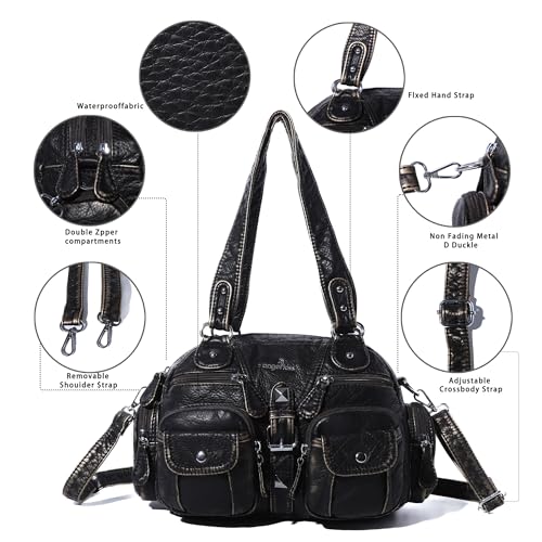 Image of Angel Kiss Hobo Crossbody Purses for Women Shoulder Bag Multipocket Soft Hobo Purses Removable Strap Leather Handbags