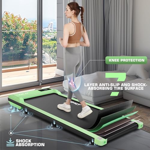 Image of ANCHEER Walking Pad Treadmill,Treadmills for Tome Small,2 in1 Under Desk Exercise Equipment,Pink Mini Running Walking Jogging Portable Machine with Remote Control,No Assembly Required