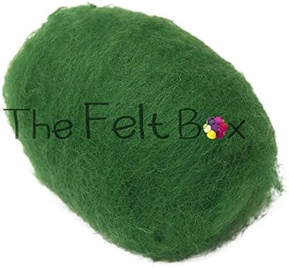Carded Wool Batt - Leaf Green #68 - 100g (3.5oz) for Needle & Wet Felting - The Felt Box, Leaf Green (68)