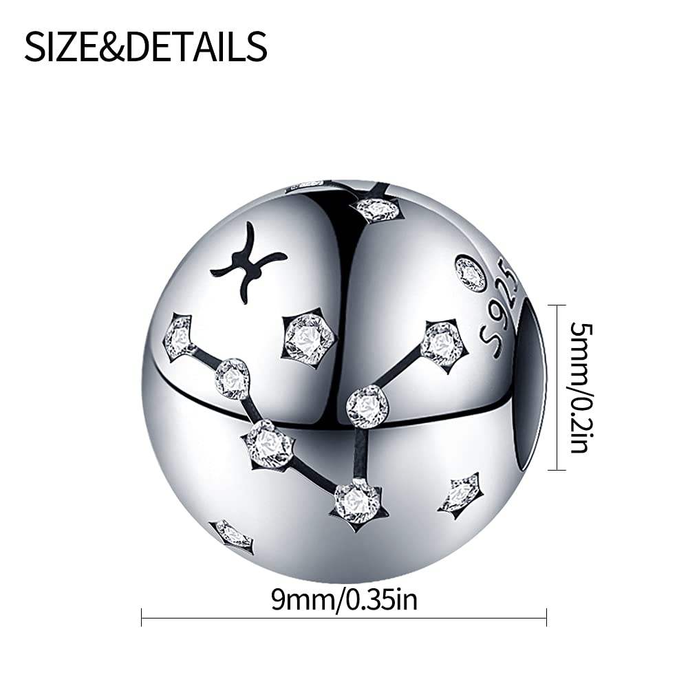 Kobiety Charm Zawieszek Znaki gwiazdek dla bransoletki 925 Sterling Silver 12 gwiazdek Charms Beads odpowiednie dla Pandora bransoletki, Kompatybilny z europejskim bransoletkiem i bransoletkiem