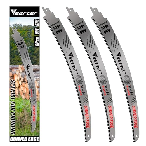 Vearter 380mm Reciprocating Saw Blades Japanese Teeth 3PCS, 6TPI Cr-V Reciprocal Saw Blades for Trees with Triple-Ground Offset Teeth, Curved Edge Recip Saw Blades for Trimming and Wood Cutting