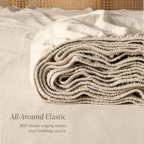 Bare Home 100% Organic Cotton Jersey Fitted Sheet - Queen Size - Ultra Soft - Deep Pocket Fitted Sheet - 100% Cotton - Ring Spun Yarns (Queen, Sand) by Bare Home - Image 7