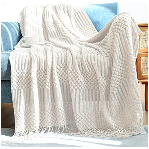 Hayisugal Tagesdecke Wohndecke Boho Decke weich Gestrickte Decke Wendedecke Kuscheldeck Sofadecke Couchdecke überwurf Decke Cover