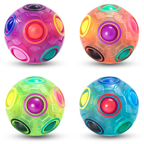 Vdealen Regenbogenball Set Magischer Puzzleball Zappelball Spiel Spaß Stressabbau Geschicklichkeitsspiele Pädagogische Spielzeug Denksport Ball Spielzeug Knobelspiel für Kinder Teens & Erwachsene
